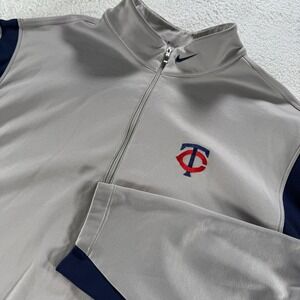 Y2K‎ Minnesota Twins Nike Golf Therma-Fit Quarter Zip Sweatshirt Gray Blue XXL